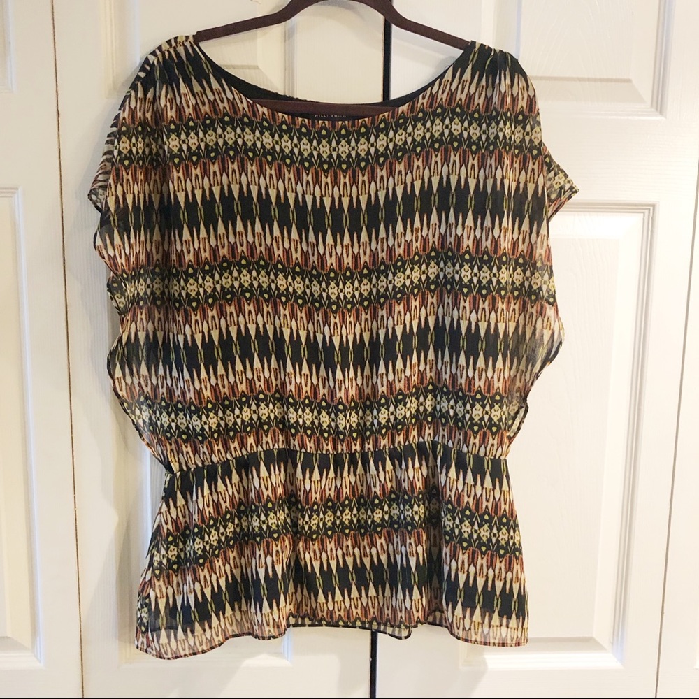 Willi Smith Flutter Sleeve Blouse Size L